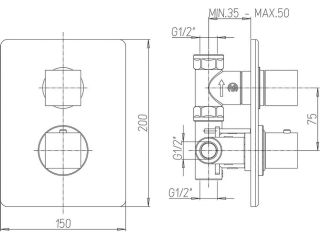 Встраиваемый смеситель для душа Paini Dax 84CR690TH с термостатом хром